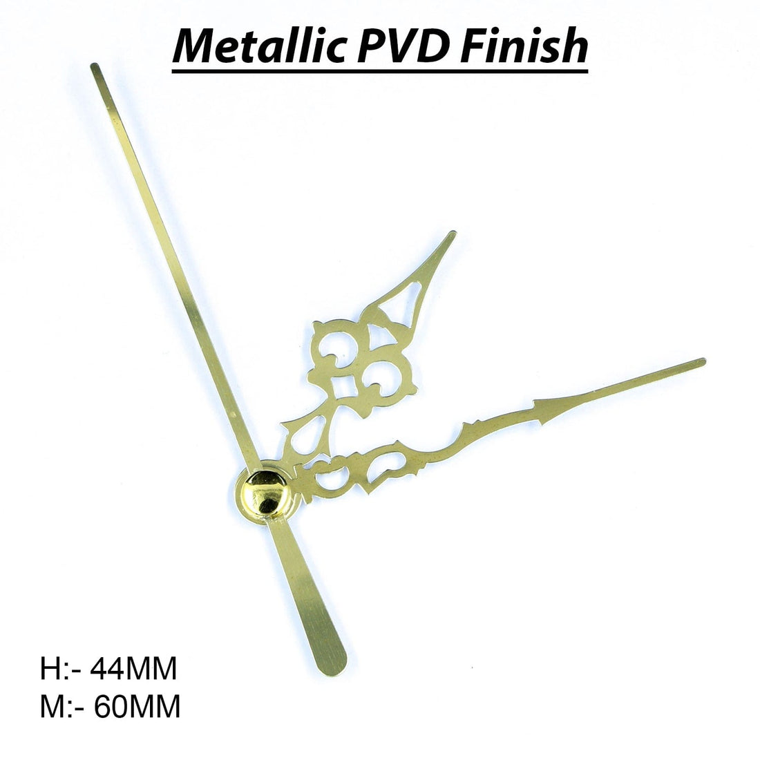 Metallic PVD Finish Decorative Clock Hand Set – Hour Hand 44 mm & Minute Hand 60 mm, Pack of 10 Sets (GOLD) CA094