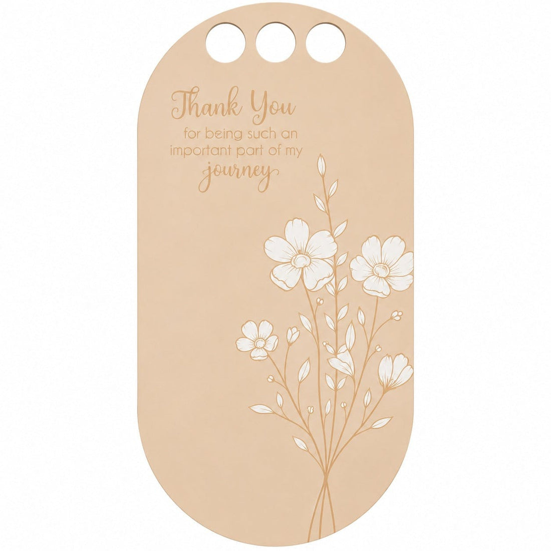 Thank You Botanical Blossom Printed Flower Card with Three Round Holes for DIY Bouquets & Gift Packaging