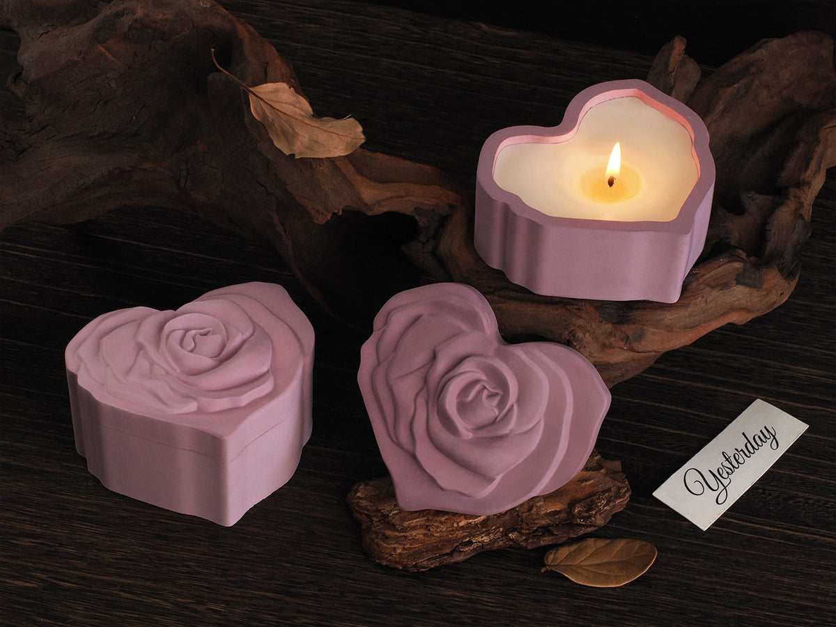 3D Rose Flower Silicone Mould Set – Blooming Rose Candle & Decorative Container Mould