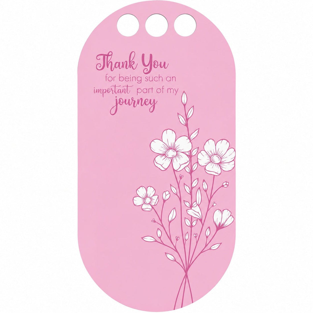 Thank You Pink Floral Gratitude Printed Flower Card with Three Round Holes for DIY Bouquets & Gift Packaging
