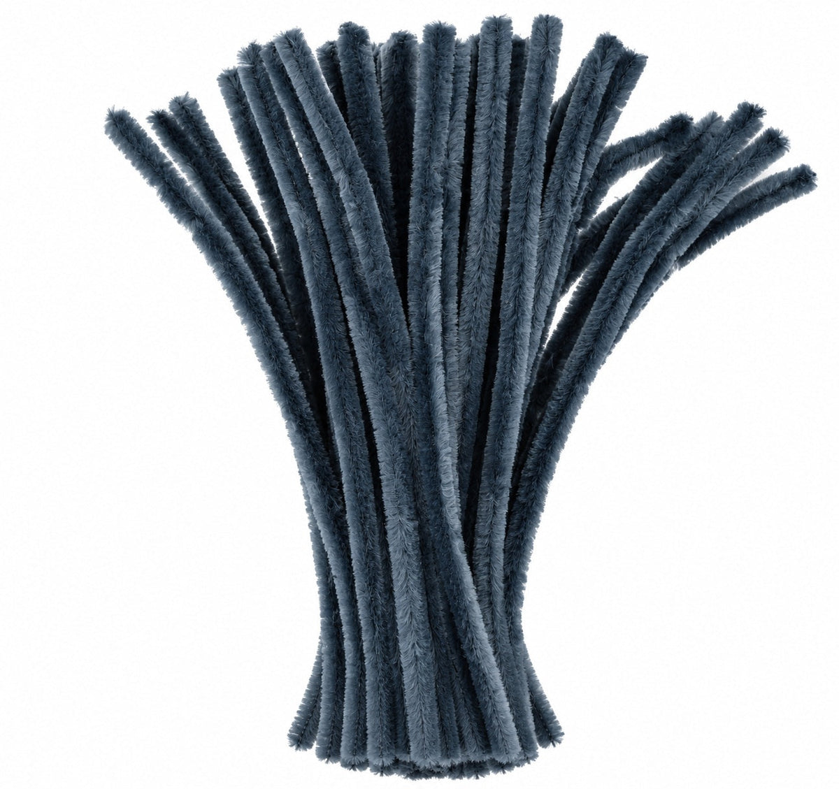 Charcoal Black Chenille Pipe Cleaners 12MM - Pack of 50 Pcs