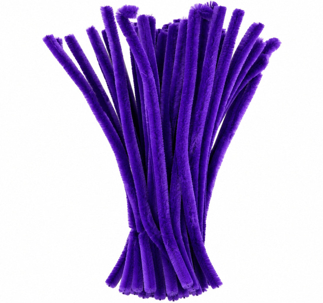 Violet Purple Chenille Pipe Cleaners 12MM - Pack of 50 Pcs