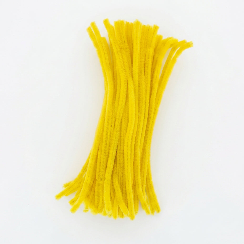 Lemon Yellow Chenille Pipe Cleaners 12MM - Pack of 50 Pcs