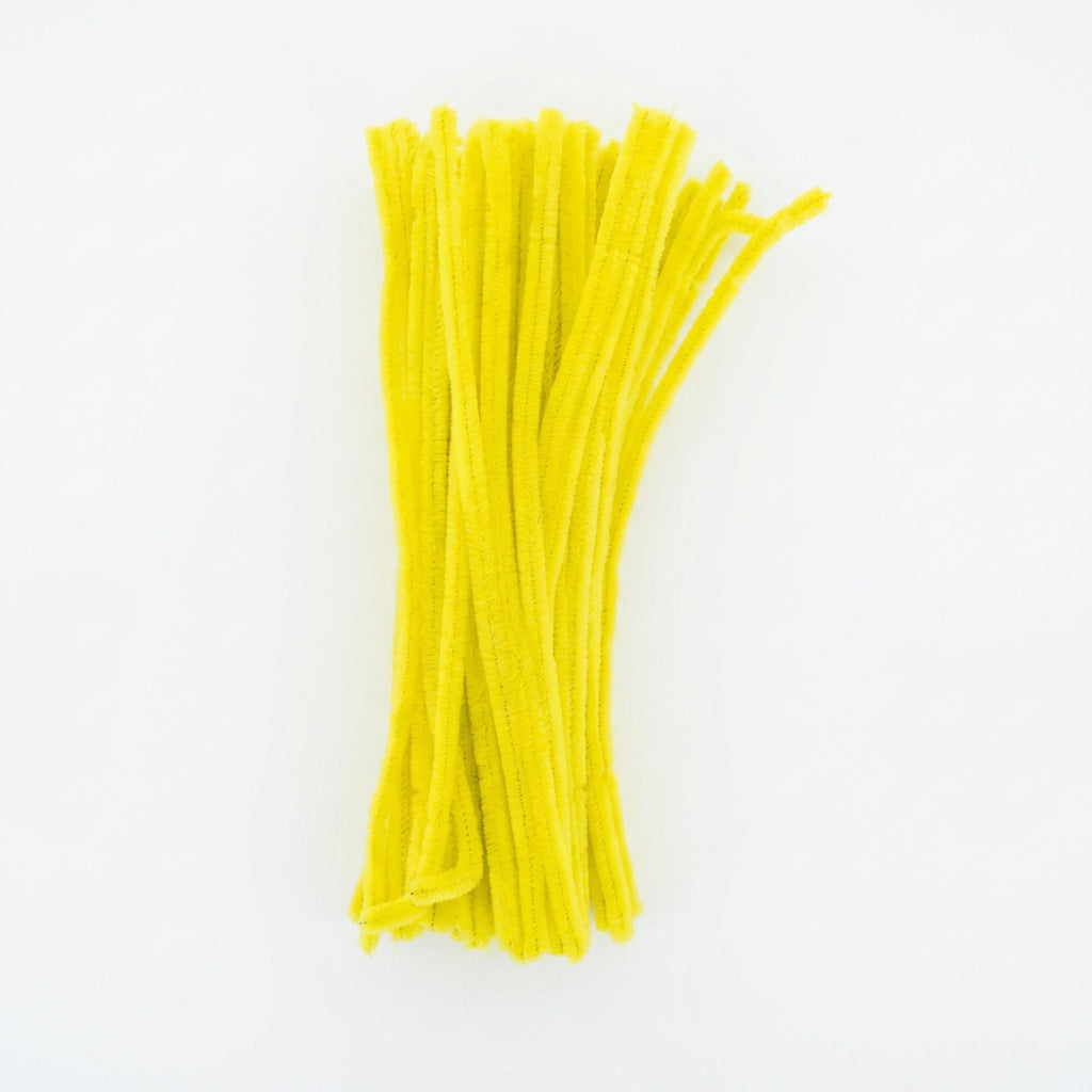 Neon Lime Yellow Chenille Pipe Cleaners 12MM - Pack of 50 Pcs
