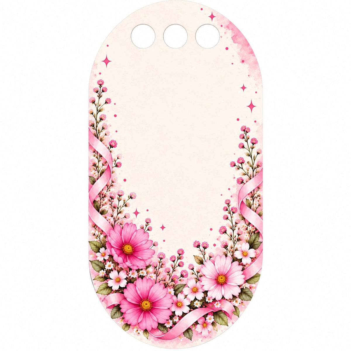 Enchanted Pink Daisy Printed Flower Card with Triple Hanging Holes for DIY Bouquets & Gift Packaging