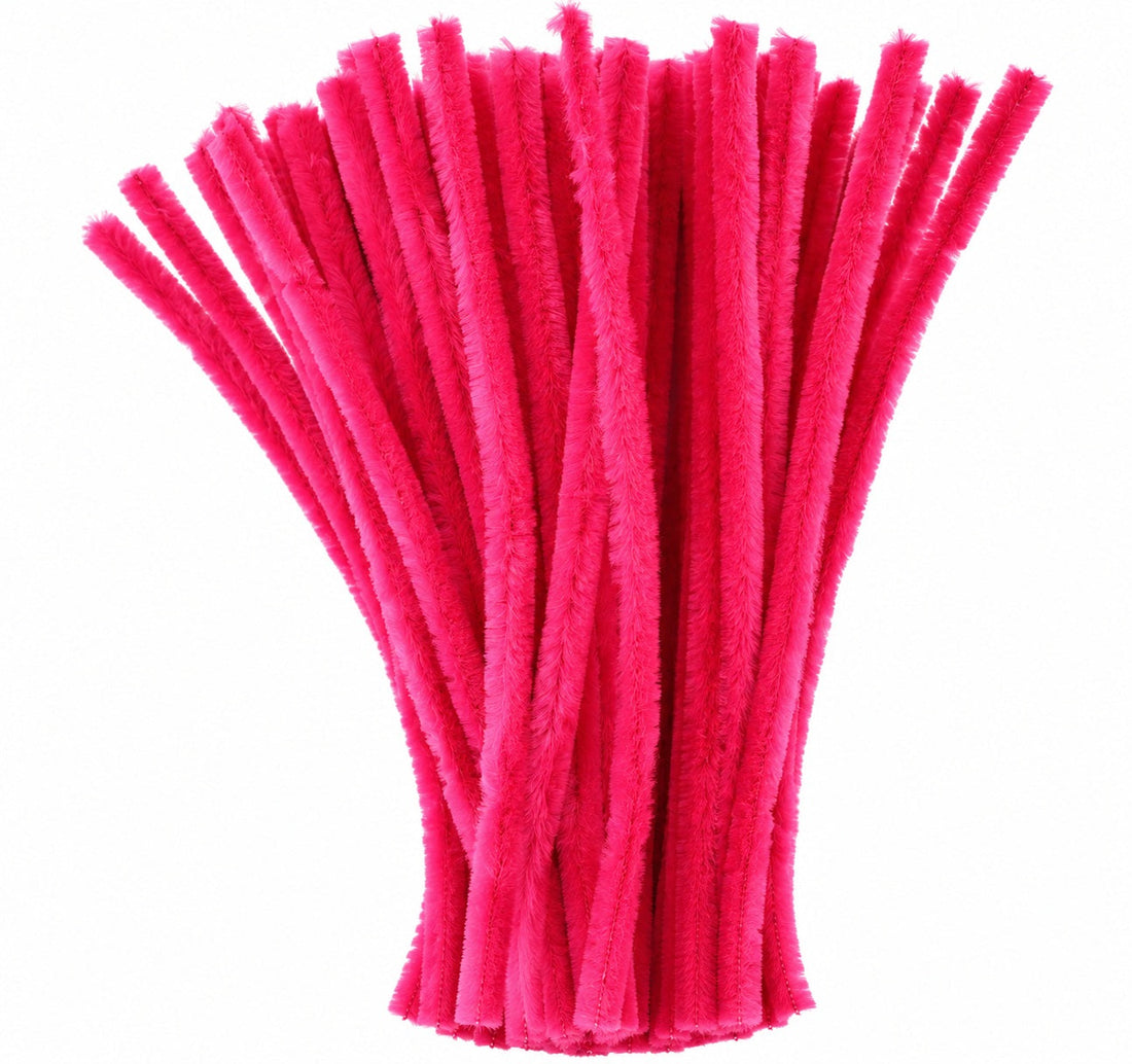 Bubblegum Pink Chenille Pipe Cleaners 12MM - Pack of 50 Pcs