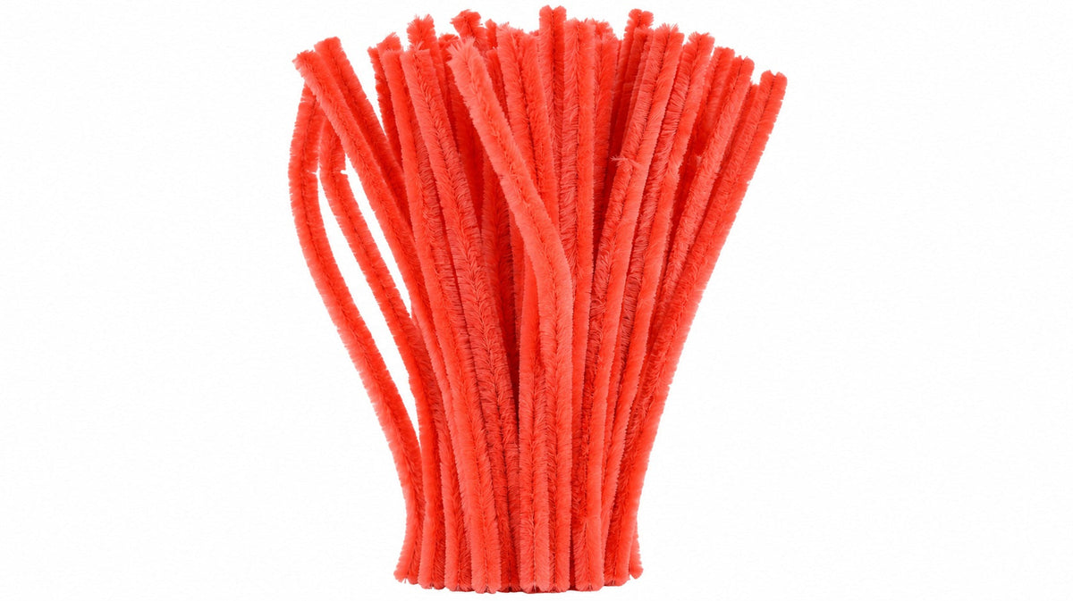 Coral Red Chenille Pipe Cleaners 12MM - Pack of 50 Pcs