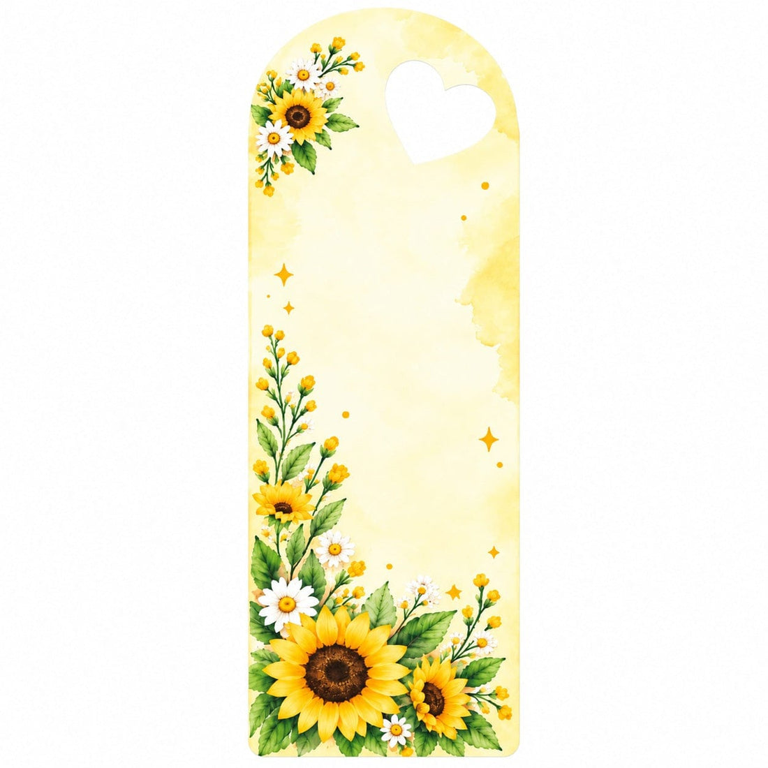 Golden Sunflower & Daisy Garden Printed Flower Card with Heart Cutout for DIY Crafts & Flower Bouquets