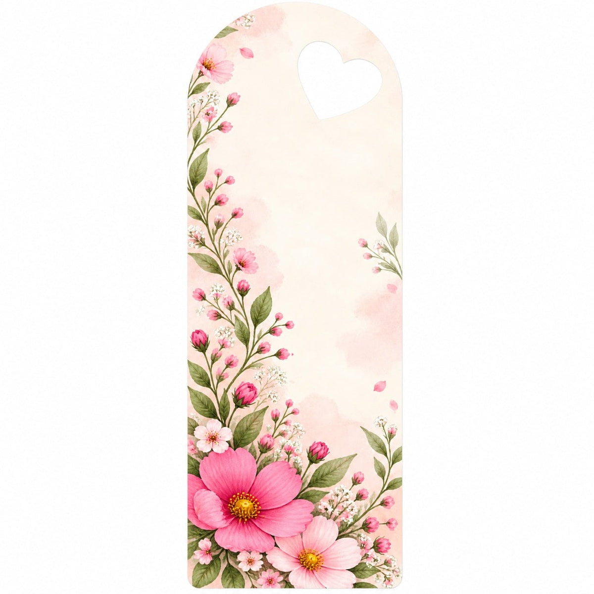 Pink Cosmos Blossom Printed Flower Card with Heart Cutout for DIY Crafts & Flower Bouquets