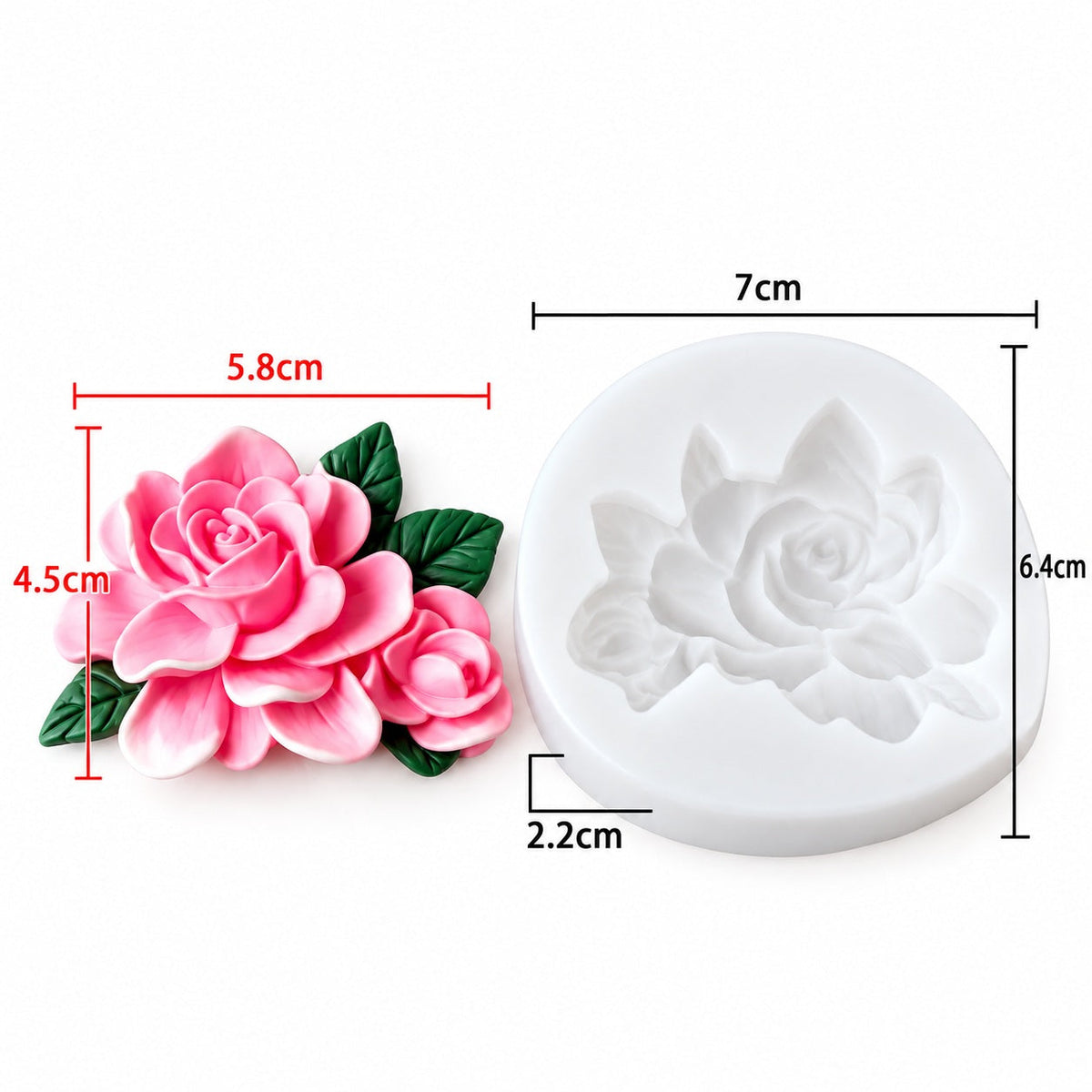 3D Blooming Rose Flower Bouquet Silicone Mould – Floral Arrangement with Leaves Mould