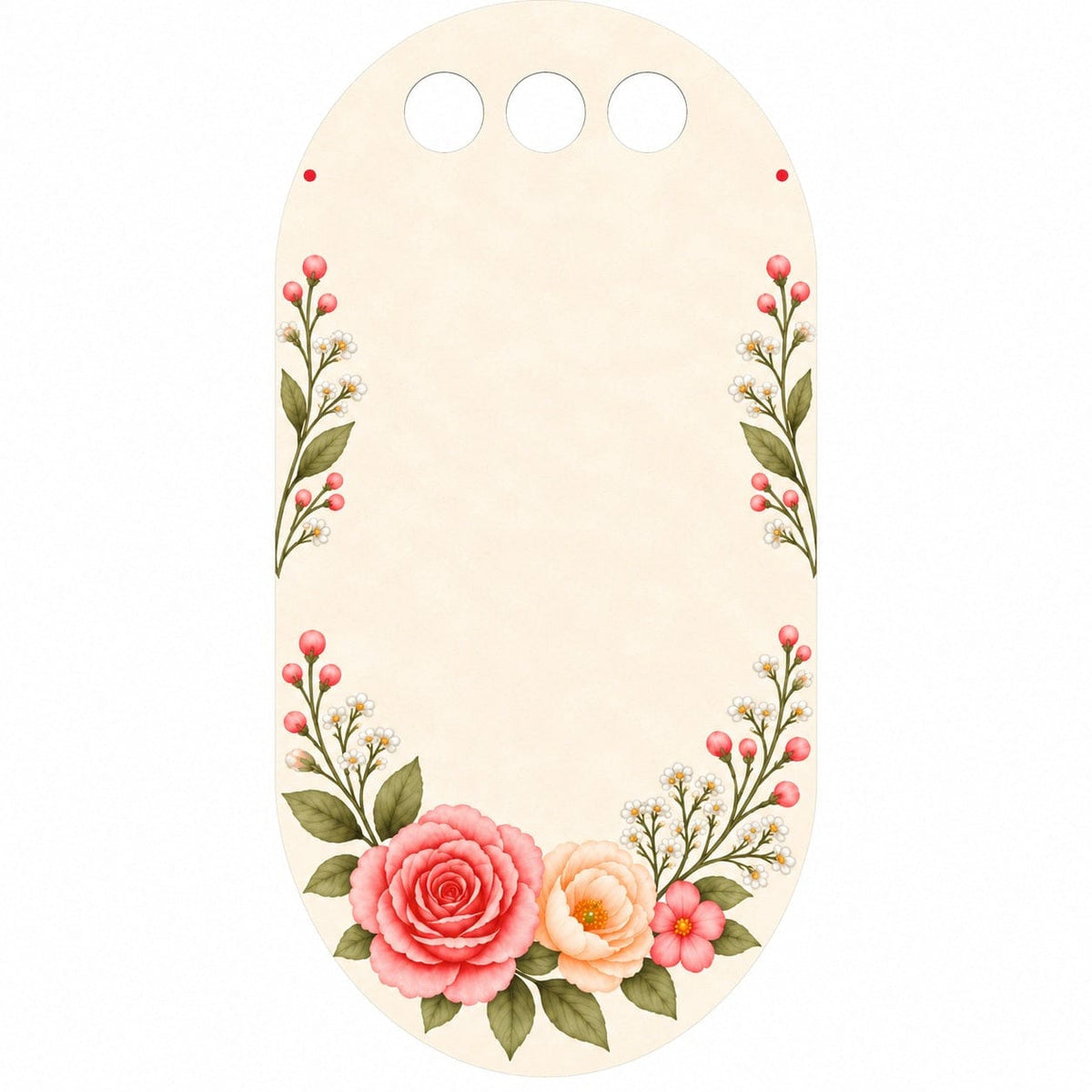 Blushing Rose Garden Printed Flower Card with Triple Hanging Holes for DIY Bouquets & Gift Packaging