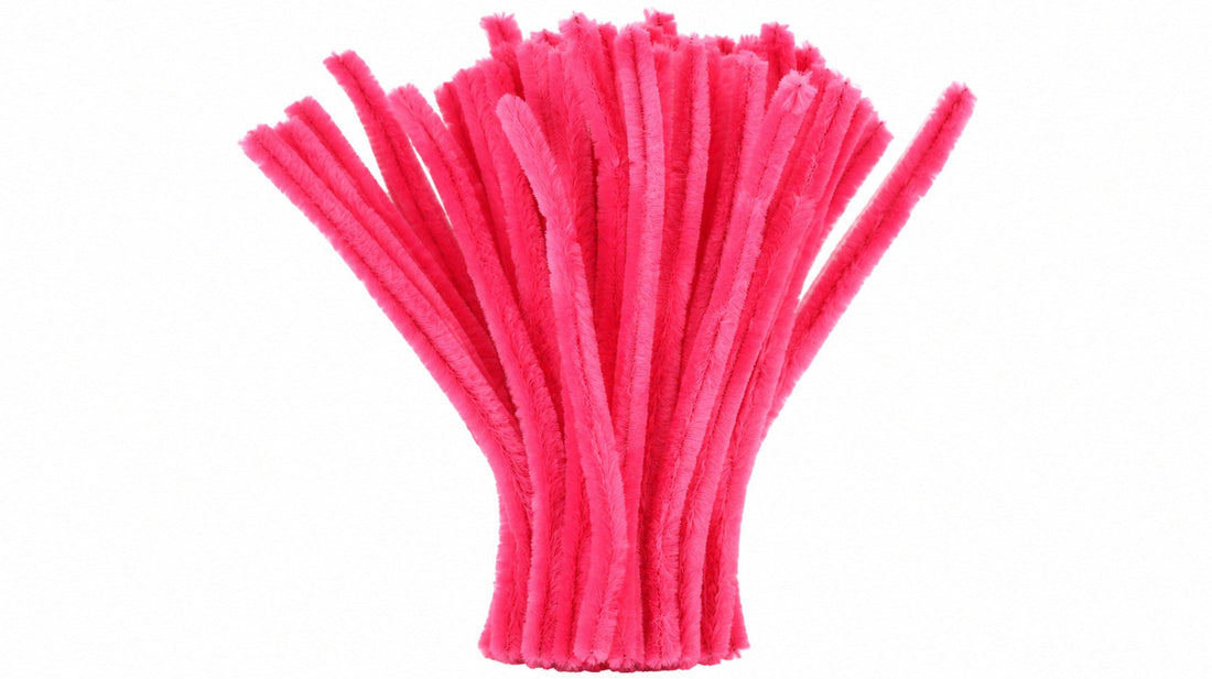 Hot Pink Chenille Pipe Cleaners 12MM - Pack of 50 Pcs