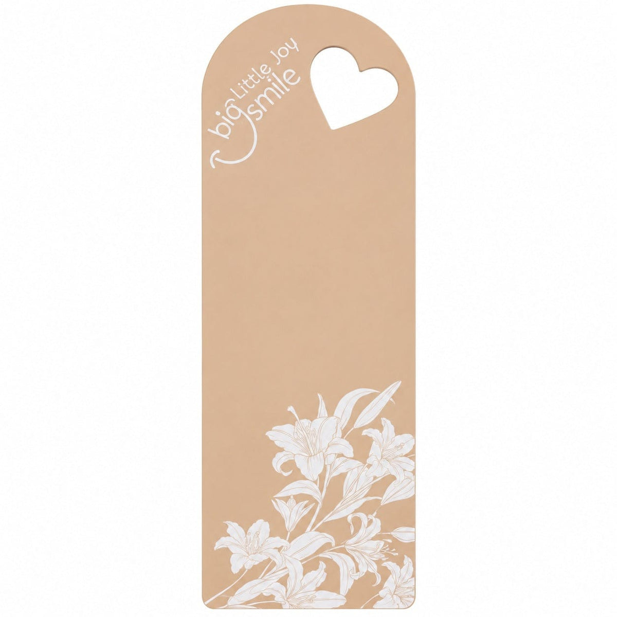 Little Joy Big Smile White Lily Outline Printed Flower Card with Heart Cutout for DIY Bouquets & Gift Packaging