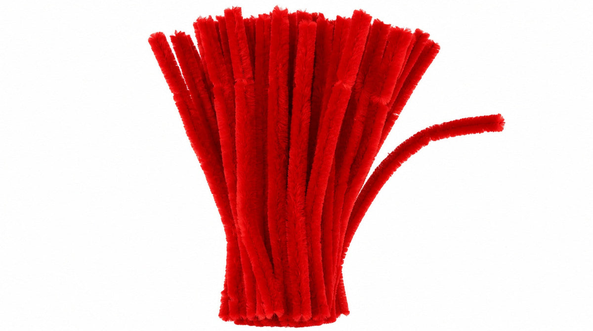 Red Chenille Pipe Cleaners 12MM - Pack of 50 Pcs