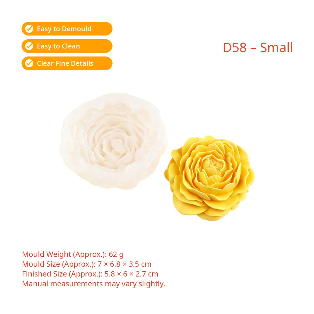 3D Layered Peony Flower Silicone Mould – Small Blooming Floral Candle Mould
