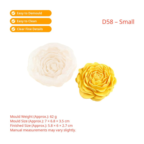 3D Layered Peony Flower Silicone Mould – Small Blooming Floral Candle Mould
