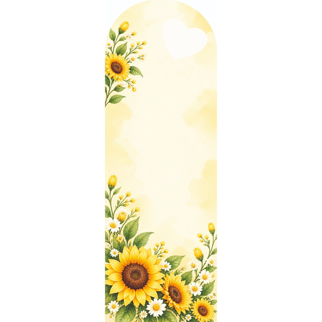 Sunshine Sunflower Meadow Printed Flower Card with Heart Cutout for DIY Crafts & Flower Bouquets