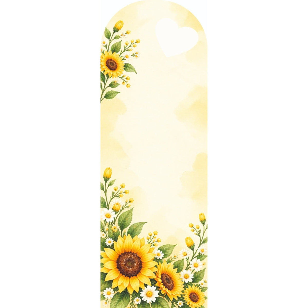 Sunshine Sunflower Meadow Printed Flower Card with Heart Cutout for DIY Crafts & Flower Bouquets