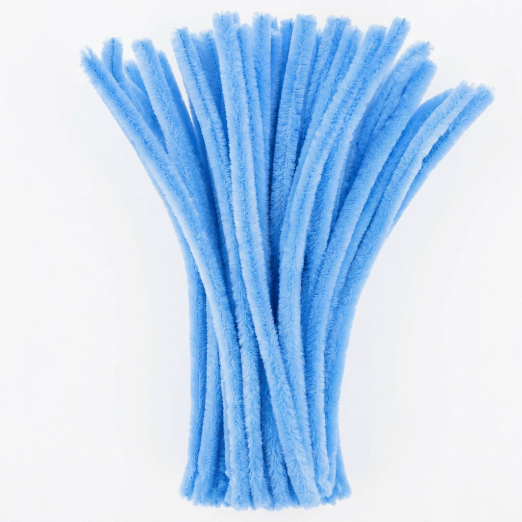 Pastel Blue Chenille Pipe Cleaners 12MM - Pack of 50 Pcs