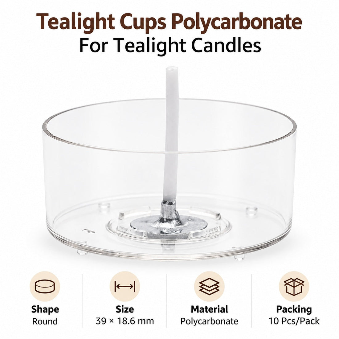 Crafteria Round Tealight Cups Polycarbonate For Tealight Candles