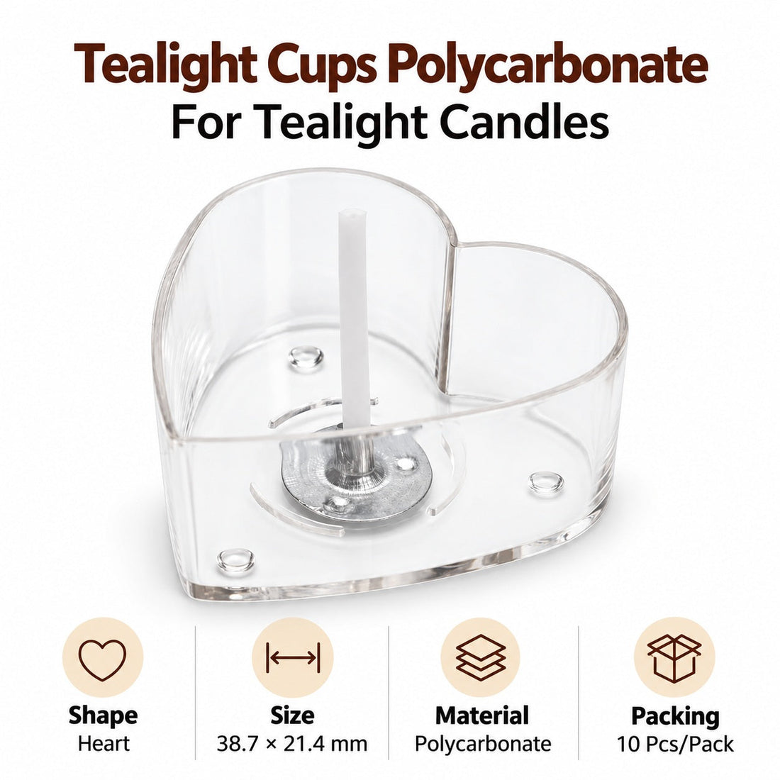 Crafteria Heart Tealight Cups Polycarbonate For Tealight Candles