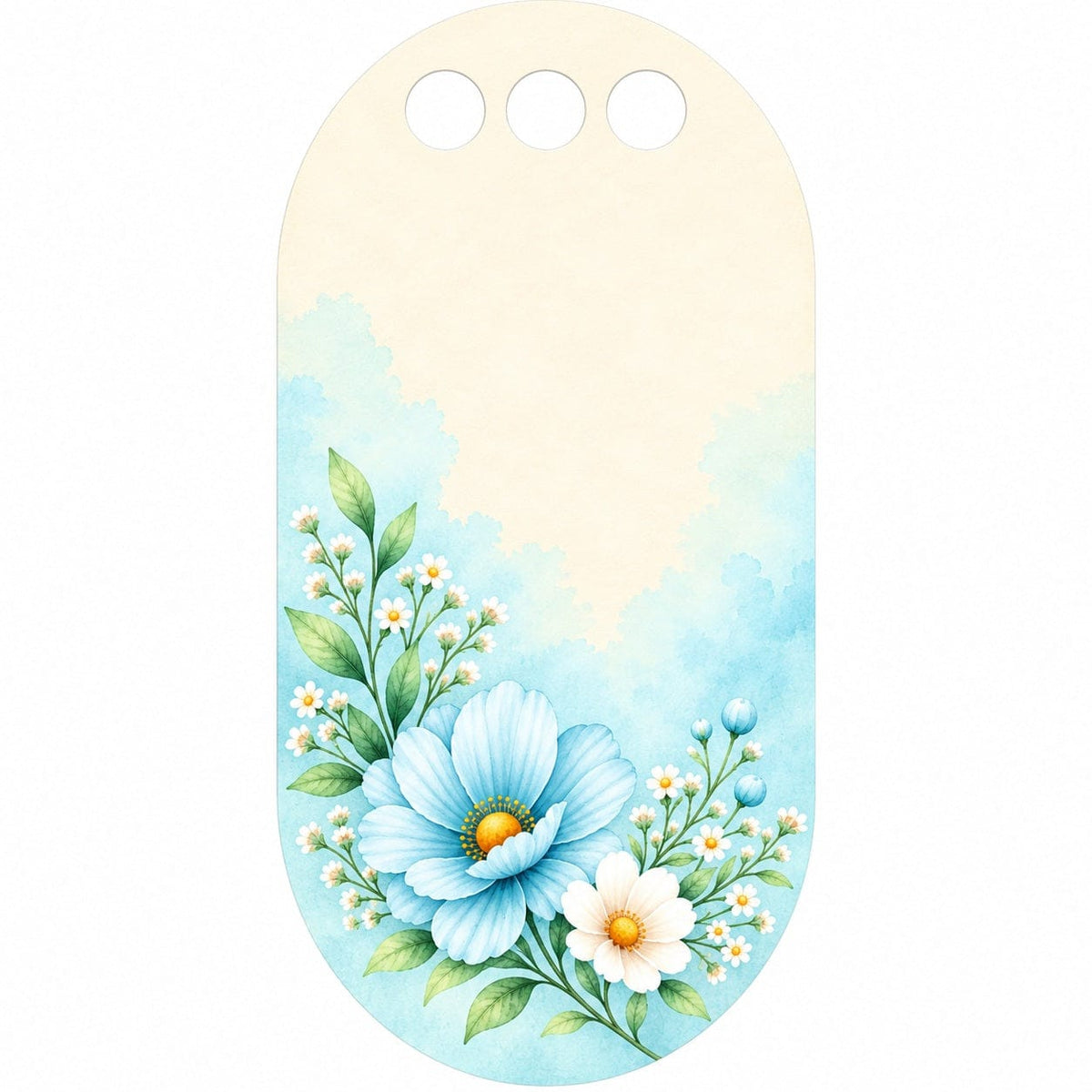 Pastel Daisy Garden Printed Flower Card with Triple Hanging Holes for DIY Bouquets & Gift Packaging