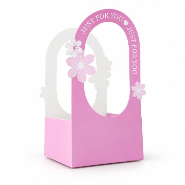 Pink Gift Box with Window – Just For You Floral Packaging Box GB001