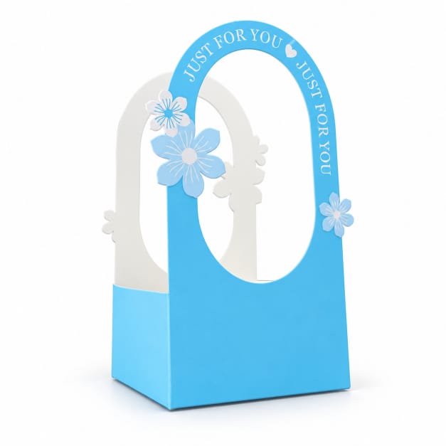 Blue Gift Box with Window – Just For You Floral Packaging Box GB002