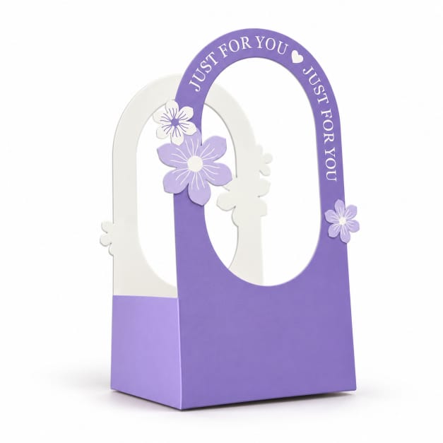 Purple Gift Box with Window – Just For You Floral Packaging Box GB005
