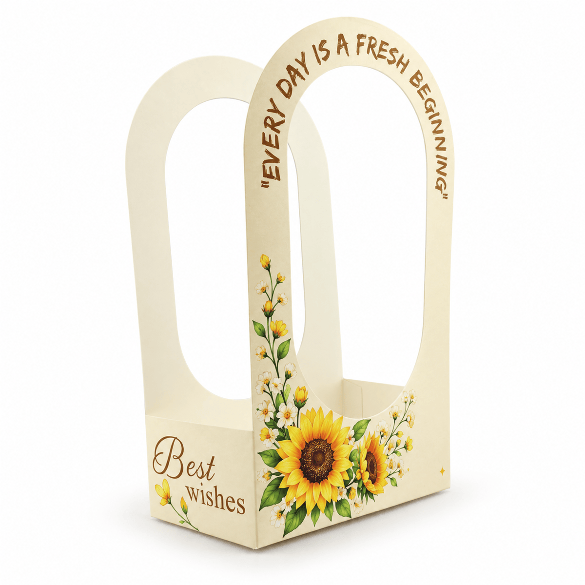 “Every Day Is a Fresh Beginning” Sunflower Floral Gift Box with Window – Premium Gift Packaging Box GB051