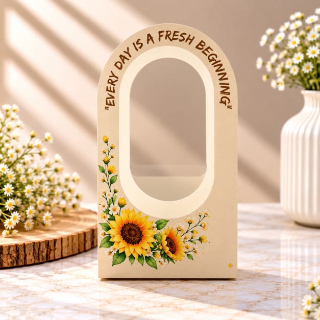 “Every Day Is a Fresh Beginning” Sunflower Floral Gift Box with Window – Premium Gift Packaging Box GB051
