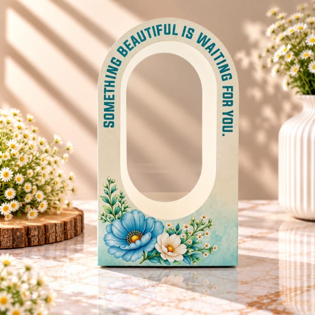 “Something Beautiful Is Waiting For You” Blue Floral Gift Box with Window – Premium Gift Packaging Box GB053