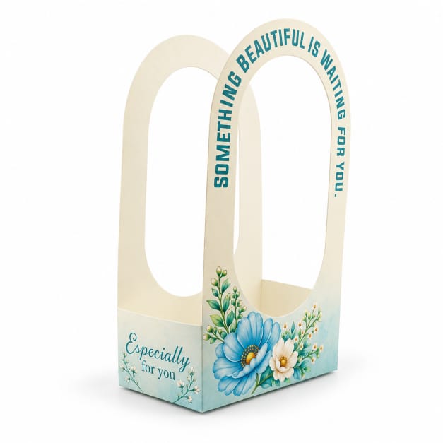 “Something Beautiful Is Waiting For You” Blue Floral Gift Box with Window – Premium Gift Packaging Box GB053