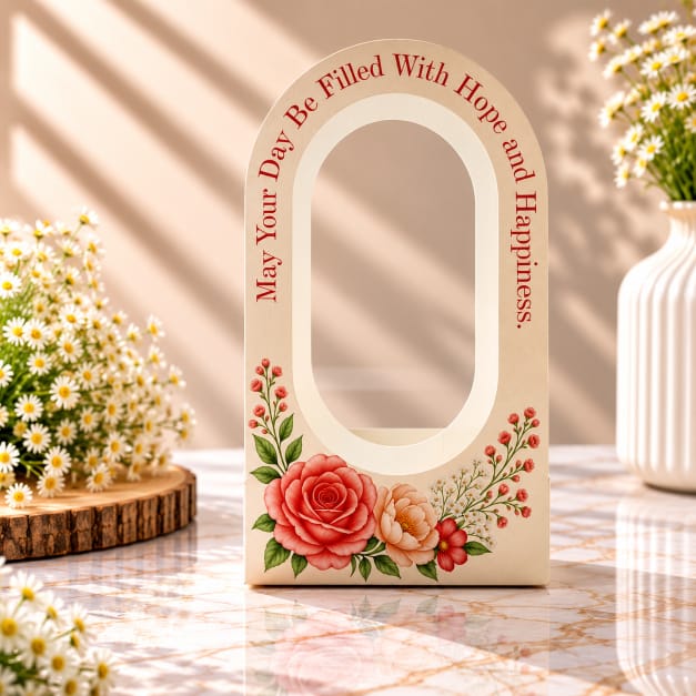 “May Your Day Be Filled With Hope and Happiness” Rose Floral Gift Box with Window – Premium Gift Packaging Box GB054