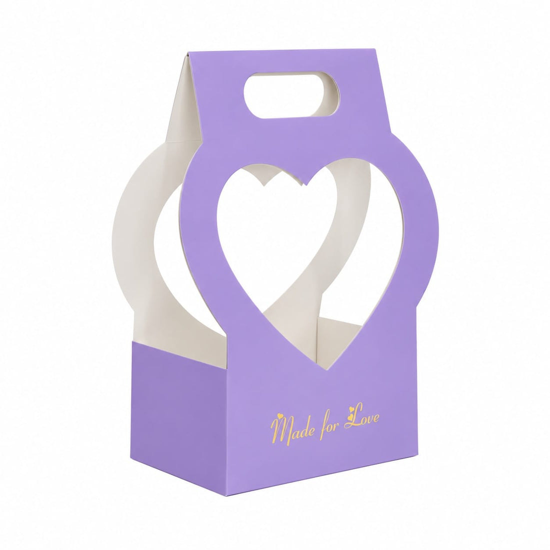 Premium Lavender Heart Window Gift Packing Box with Handle for DIY Gifts & Flower Arrangements GB200
