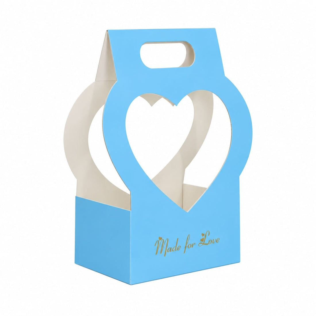 Premium Sky Blue Heart Window Gift Packing Box with Handle for DIY Gifts & Flower Arrangements GB202