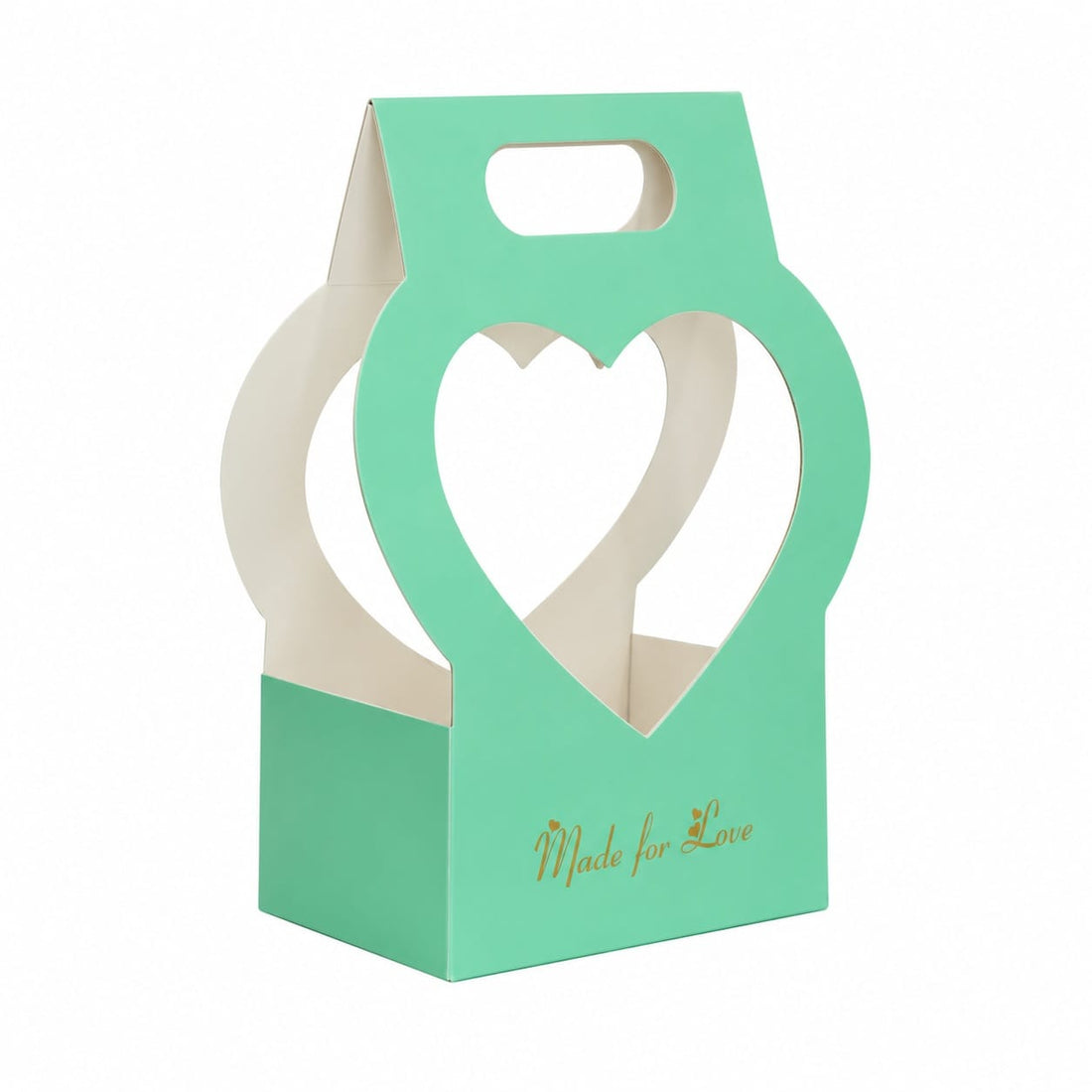 Premium Mint Green Heart Window Gift Packing Box with Handle for DIY Gifts & Flower Arrangements GB203