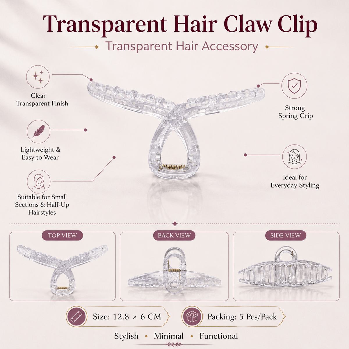 GENERIC Transparent Hair Claw