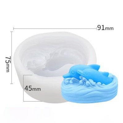 My Store Handmade Mould 3D Two Little Playing Dolphins Handmade Mould