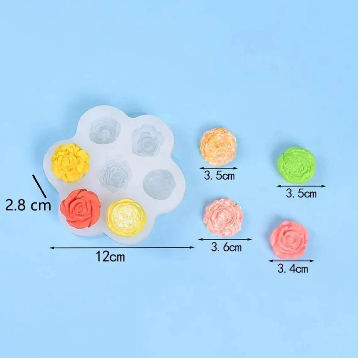 My Store Handmade Mould 6 Cavity 3D Flower Rose & Chrysanthemum Shapes Handmade Mould