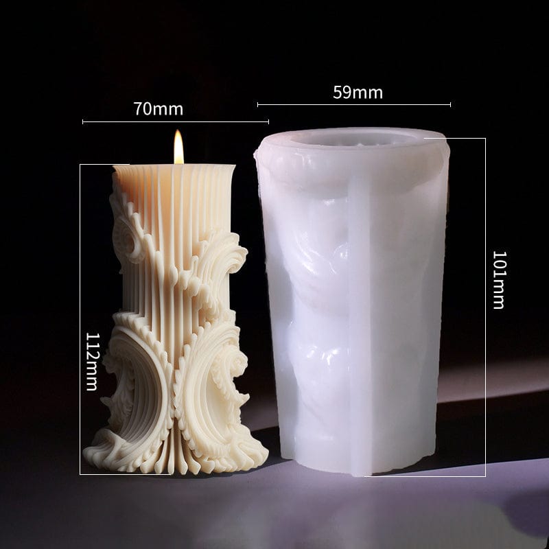 My Store Handmade Mould Baroque-Style Pillar Candle 3D Relief Design Handmade Mould