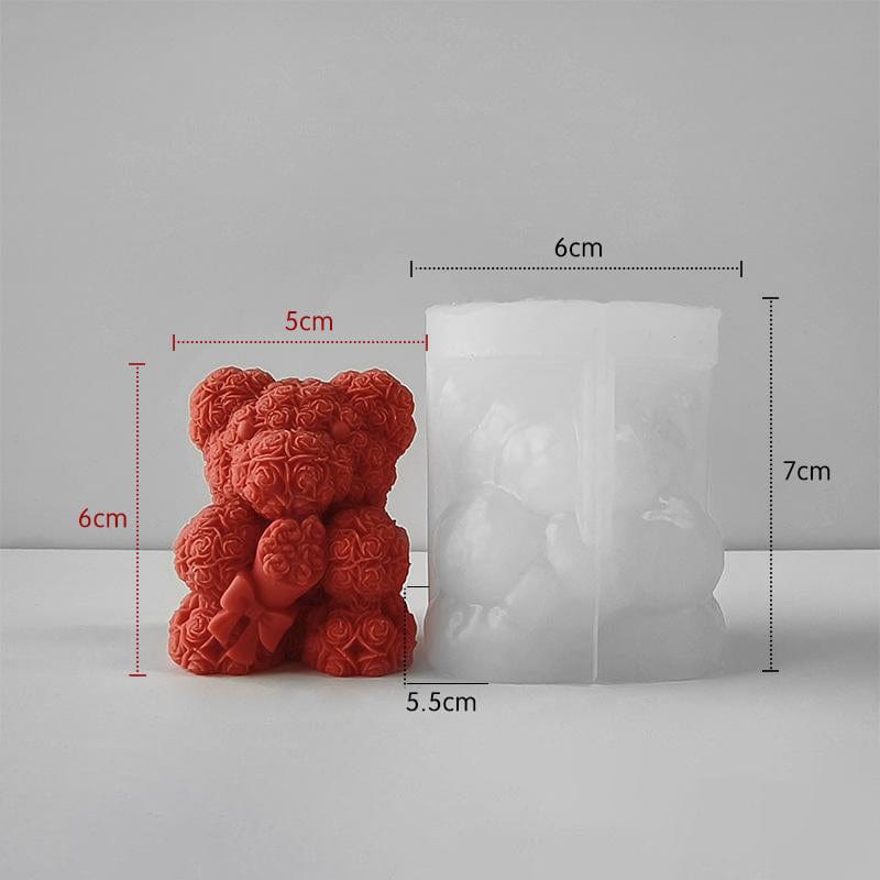 My Store Handmade Mould 3D Rose Teddy Bear holding bokeh Handmade Mould