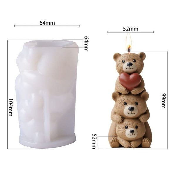 Stacking Teddy Bear Candle Handmade Mould HM0272