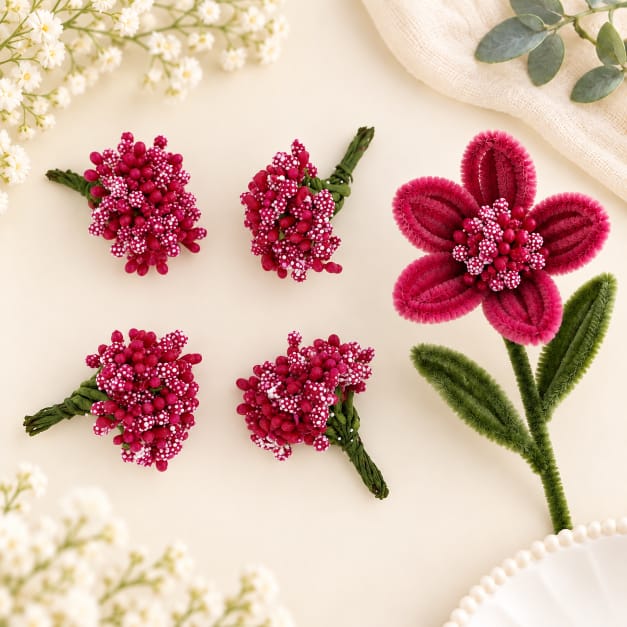 Berry Magenta Ind Polons Stamens for DIY Flower Making IND041