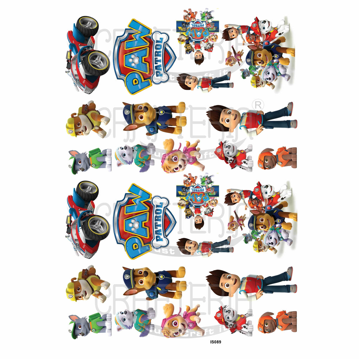 Paw Patrol Cartoon Insert Sheet (Transparent Sheet) IS089 IS089