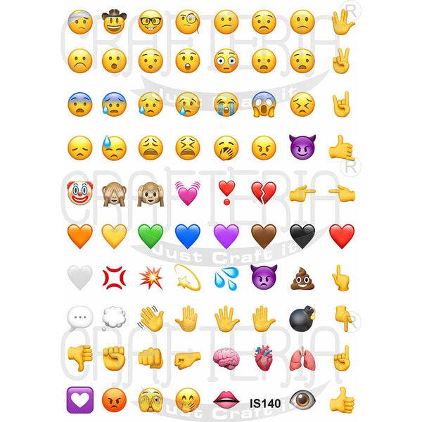 Emoji 0.75 Inch Designs Insert Sheet (Transparent Sheet) IS140 IS140