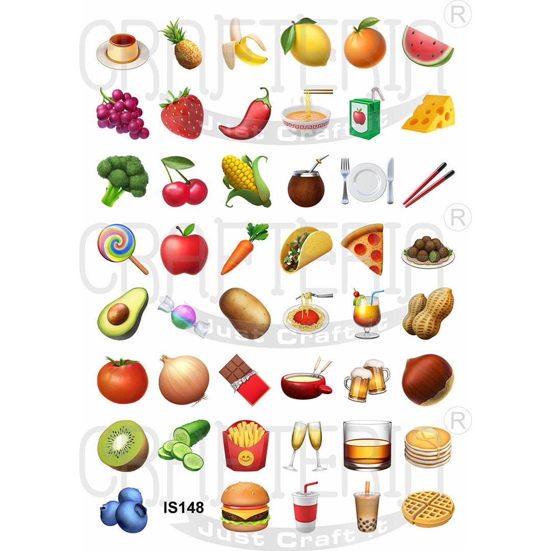 Crafteria Food & Drinks 1.25 Inch Designs Insert Sheet (Transparent Sheet) IS148