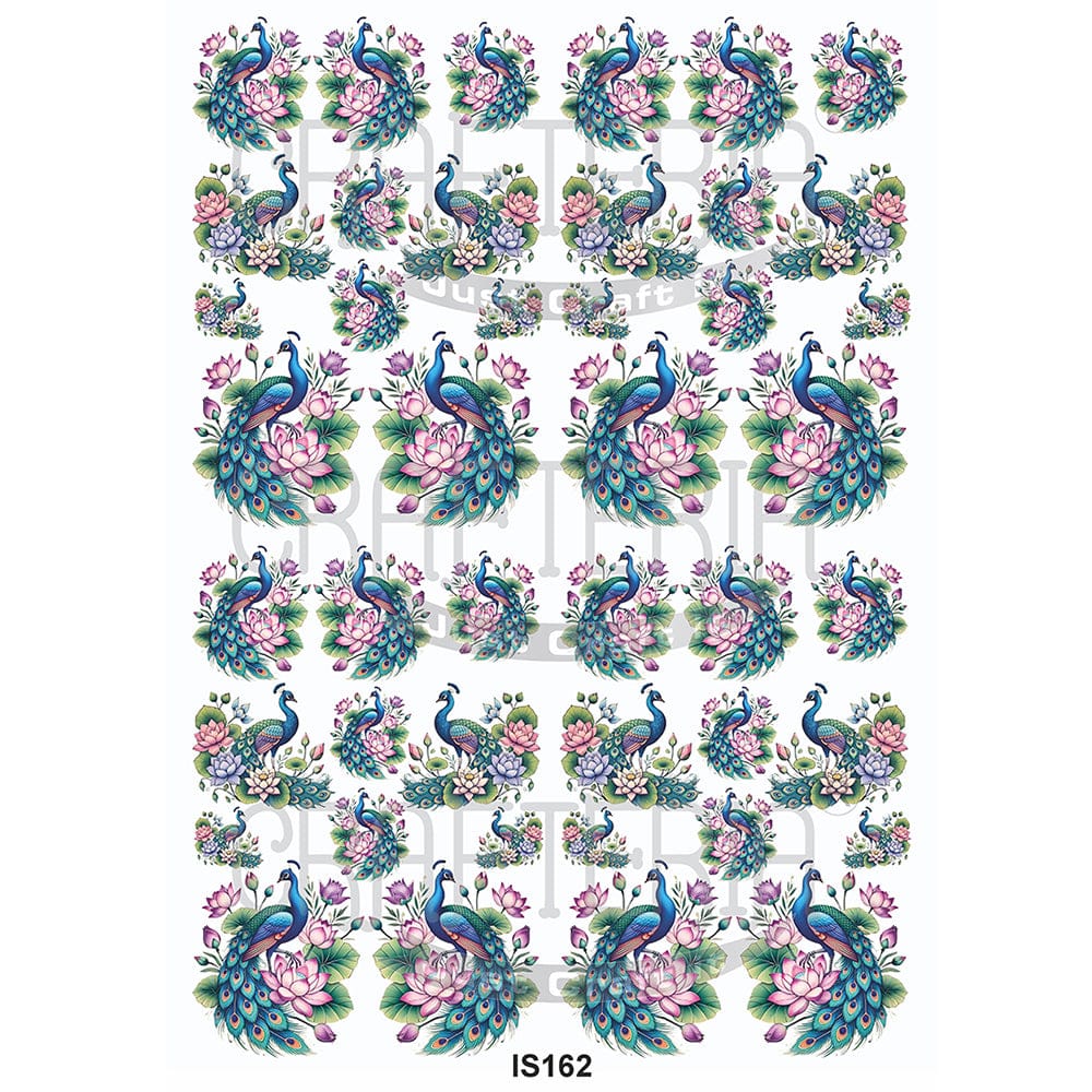 Peacocks Surrounded By Lotus Flowers Designs Insert Sheet (Transparent Sheet) IS162 IS162
