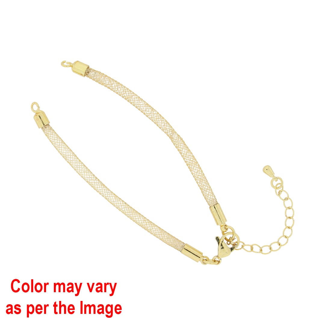 Crafteria Gold Mesh Chain Bracelet with Diamonds and Adjustable Clasp