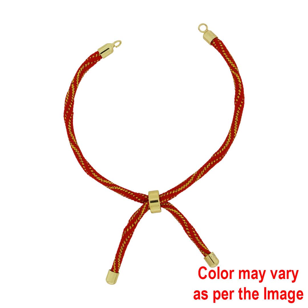 Crafteria Red Colour And Gold Rope Bracelet With Adjustable Clasp